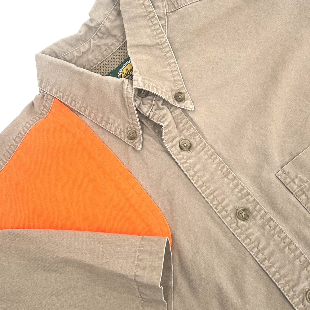 CABELA'S Mens M Tan Vented Short-Sleeve Button-Up Outdoor Hunting Shooting Shirt